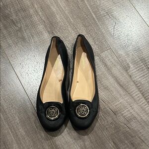 Liz Claiborne Black Flats with Medallion Detail